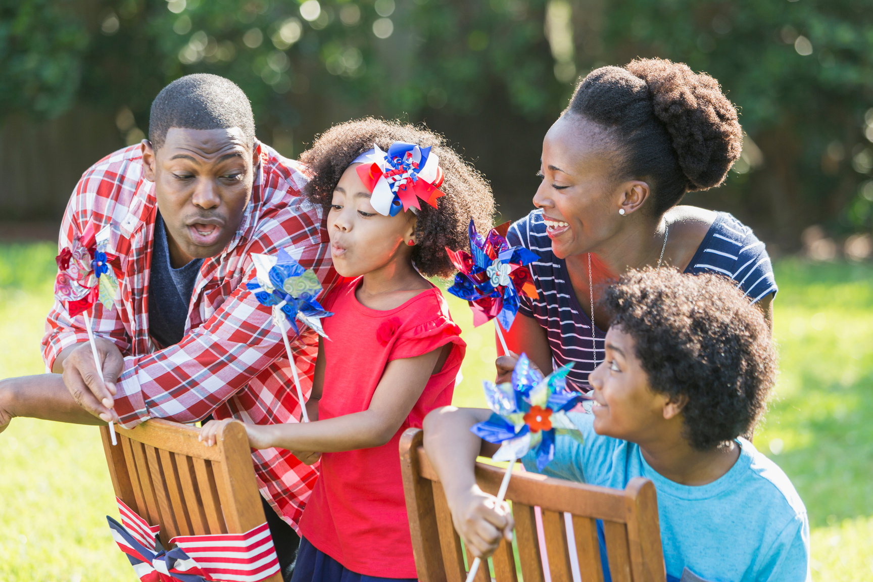 Family celebrating Memorial Day or July 4th